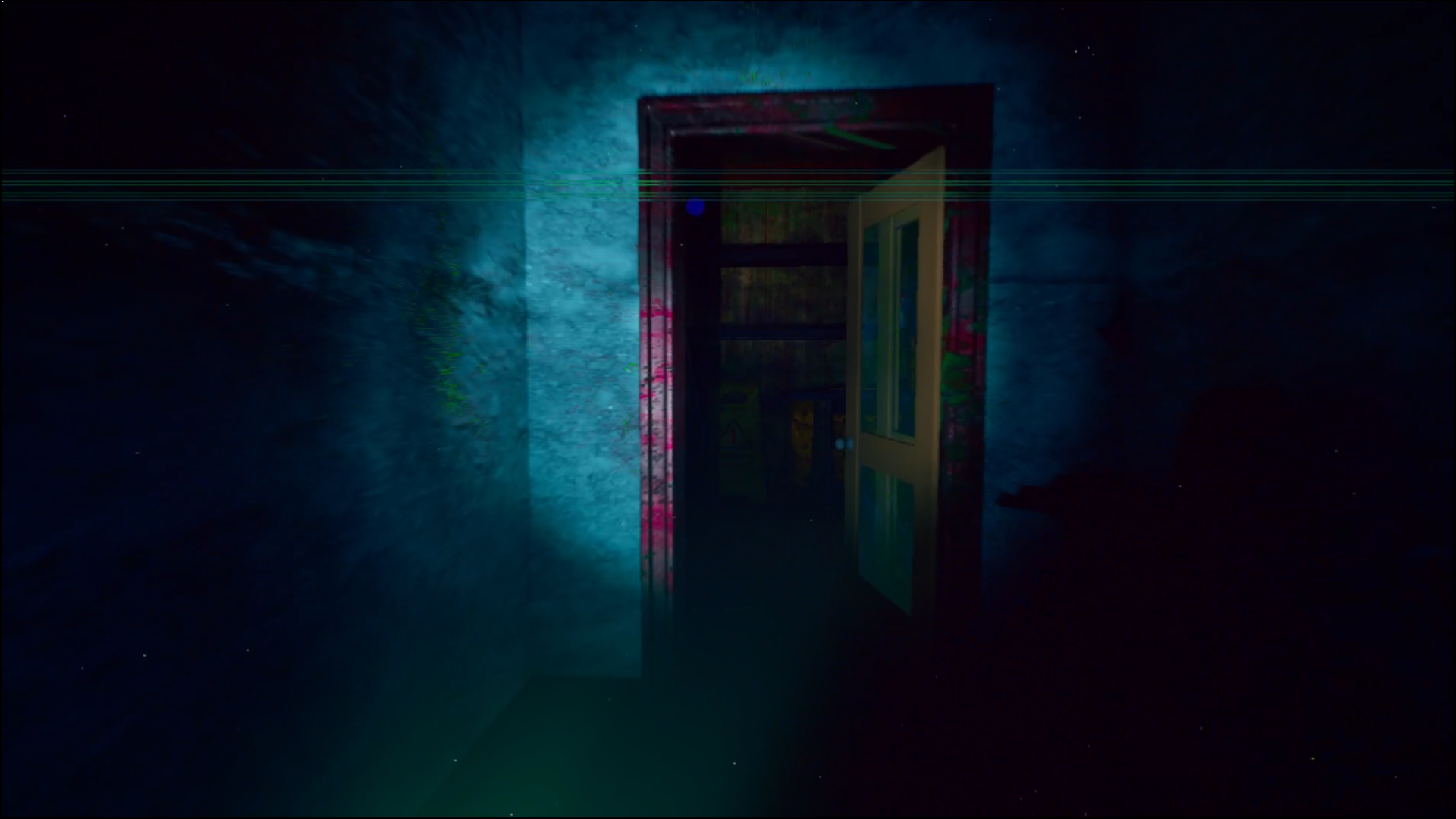 Light shining on the closet slats as a threat approaches.